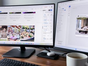 monitors on desk